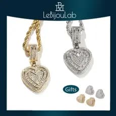 [LeBijouLab] Presente de Natal 2025 |   Colar de Coração Dourado e Prateado com Brilho e Efeito Iced-Out, com Corrente d