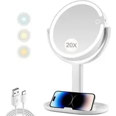 Espelho de Maquiagem Iluminado MIYADIVA, Espelho de Maquiagem com Interruptor Touch e Ampliação de 20x, Espelho de Maqui