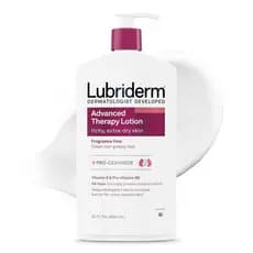 Em estoque: Loção Corporal Lubriderm Advanced Therapy, sem fragrância, para pele extremamente seca, hidratação com pró-c