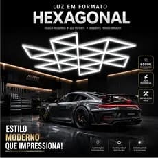 Kit Luminária Hexagonal DIY 36 Células Branco Frio 6500K Para Garagem, Barbearia e Oficina Bivolt
