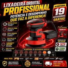 Lixadeira Orbital Profissional 350W Para Madeira, Gesso e Parede 127/220V Bivolt