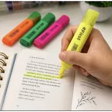 Kit Marca Texto Neon 4 Cores Fluorescente Alto Brilho Estudo Escola Escritório Grifador Resistente