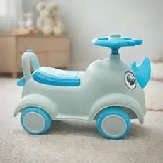 Andador Infantil Rinoceronte Azul com Função Motinha e Carrinho