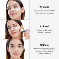 ELROEL Blanc Cover Cream Stick V White-Base Coreana Que Muda De Cor Com Volufilina-Cobertura Média A Completa Maquiagem