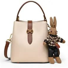 Mini Bolsa Balde casual Minimalista , crossbody Multifuncional Com Pingente De Coelho Fofo De Um Ombro