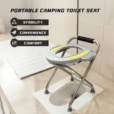 Assento Sanitário Portátil Com Cômoda Dobrável Para Exterior Temvue , Cadeira De Aço Inoxidável , Perfeita Acampar , Via