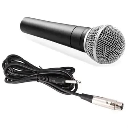 Microfone Profissional Com Cabo M-58 Sm58 5 Metros Fios Chave Liga Desliga Saída P10 Envio Imediato