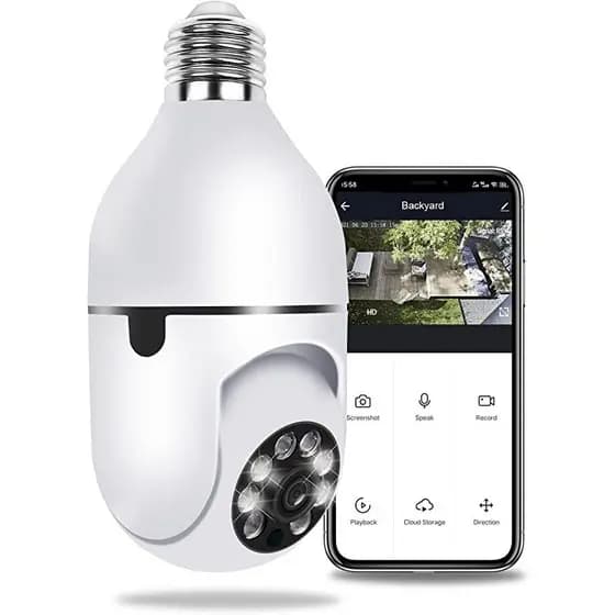 Câmera Segurança Prova D'água Infravermelho Lâmpada Externa 360 Sem Fio Wifi 2.4G G4