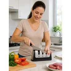 Amolador Afiador De Facas Em Aço Inox Profissional Com 3 Afiadores Profissional