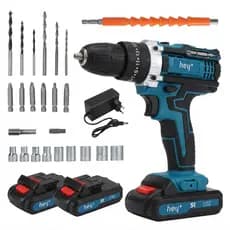 Parafusadeira e Furadeira de Impacto 3 em 1, 21V 30Nm 1350rpm, Heyplus, 2 Baterias 3000mAh, Bivolt, com Maleta