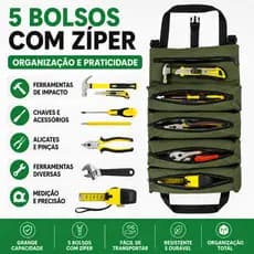 Bolsa Organizadora de Ferramentas em Rolo Impermeável – com Zíper e Alça de Transporte, Capacidade Extra