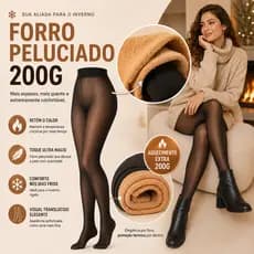 Meia Calça com Forro Pelúcia Preto Translúcido, Alta Elasticidade e Super Quente – Uso Diário e Festas