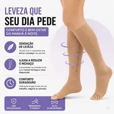 Meia Compressiva com Zíper Lateral e Bico Aberto Alívio da Fadiga e Inchaço Pressão Graduada Ajustável