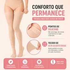 Meia Compressiva Coxa 30-40 mmHg Bico Aberto, Pos Op Varizes, Antifadiga Unissex
