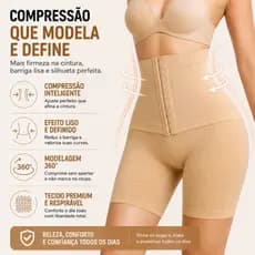 Short Cinta Pós-Parto 2 em 1 com Barbatanas – Compressão Ajustável, Modela Barriga e Levanta Glúteos