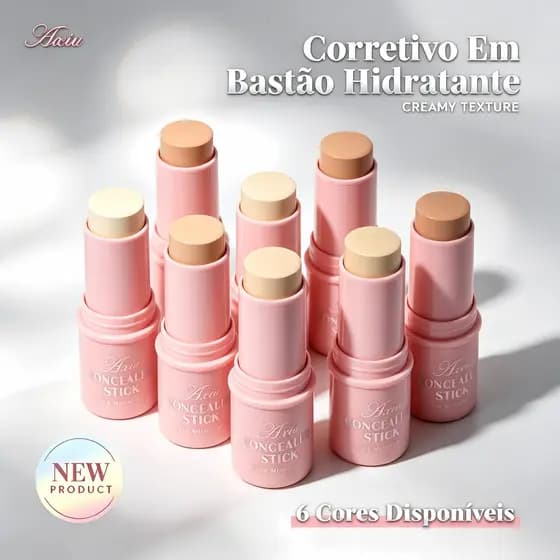 AXIU iluminador+corretivo cremoso facial brush corretivo em bastao cobrir olheiras e melasma matte amarelo laranja