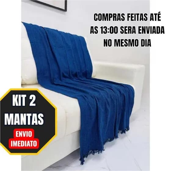 Kit 2 Mantas Para Sofá e Cama 2,10x1,20 | Cobertor Casal Inverno Promoção