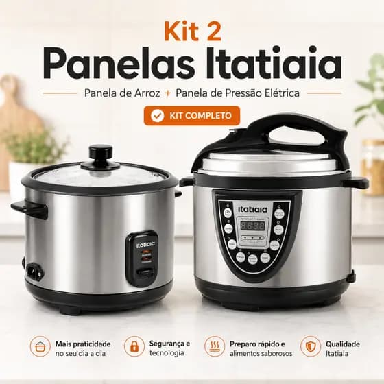 Kit 2 Panelas Itatiaia - Arroz 8 Xícaras + Panela Pressão 5L Digital -  110v ou 220v Casa Decor
