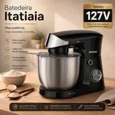 Batedeira Midi 4,5L 127V Itatiaia Inox/Preto Planetária 100W Alta Potência Para Massas e Bolos