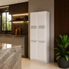 Paneleiro Luce Branco 6 Portas Itatiaia Branco 70Cm - Armário de Cozinha Alto Grande Espaçoso