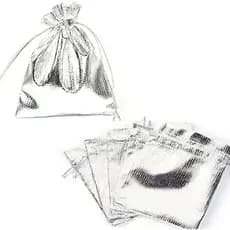 Sacos De Presente Com Cordão De Organza Bdbeads , Tamanho S , Disponíveis Em Bolsas Prateadas , Pacote 10 (Prata)