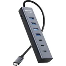 Adaptador Multiportas USB C para USB, Adaptador Multiportas USB C de Alumínio com 7 Portas, Extensores USB, Divisor USB