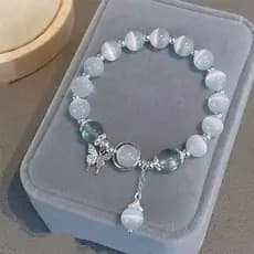 Pulseira de pedra da lua borboleta de vidro em pulseira de estudante combinada de nicho