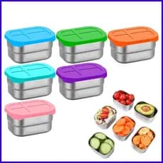 Recipientes De Lanche Inoxidável Com Tampas Almoço Salada Armazenamento 8 Oz Pequena Caixa De Alimentos De Metal Reutili