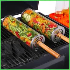 Cestas De Grelha Rotativa Portátil Universal Acampamento Grill Net Ao Ar Livre Cozinhar Grelhar Ferramentas Para juwcbbr