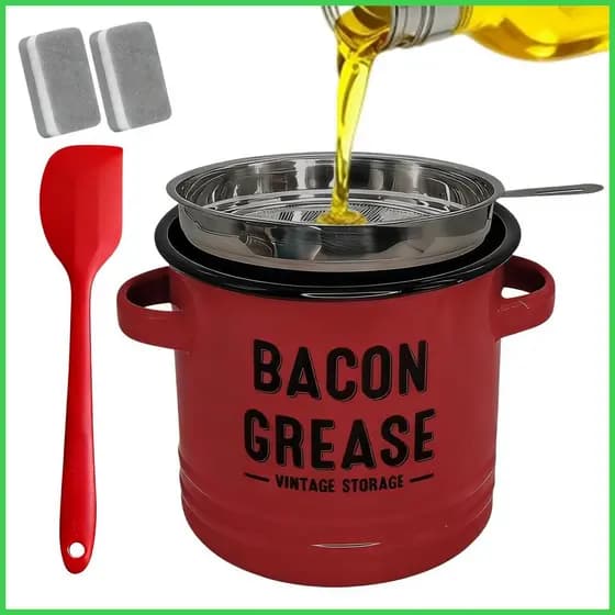 Recipiente De Graxa De Cozinha 1200ml , Armazenamento De Óleo Esmaltado , Para Fritar , Assar , Preparação De Refeições