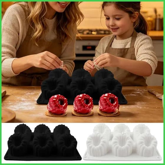 Molde De Framboesa 3D Em Forma , 6 Cavidades , Moldes Frutas Para Casa , Cozinha , Cozimento , Pastelaria , Padaria , di