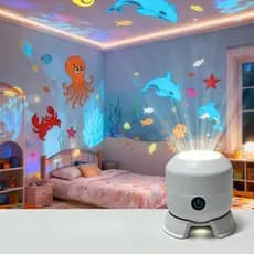 Projetor de Luz LED Rotativo Dinâmico, 360 °   Projetor de Luz Noturna Oceânica Rotativo, Projetor Infantil USB Reguláve