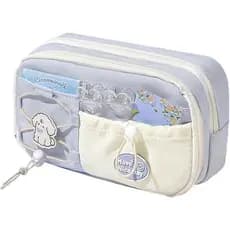 Estojo de lápis azul com estampa de sal marinho e leite, de grande capacidade, para material escolar de meninas.