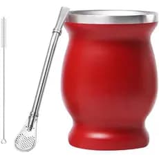 Conjunto de 3 Peças de Copos de Mate de 8OZ em Aço Inoxidável 304 com Parede Dupla, Copo de Mate Tradicional Original co