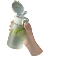 Garrafa de Água Portátil Mini de 14oz, Copo Fosco para Suco com Tampa Retrátil e Canudo, Copo com Alça de Transporte, Re