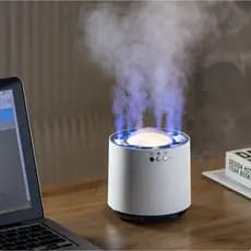 Umidificador Mini Portátil, 800ml, Umidificador de Névoa Fria com Luz Noturna LED Colorida, Umidificador Pessoal USB par
