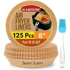 Forros Descartáveis de Papel Pergaminho para Air Fryer, Inserções para Cesto de Airfryer, Folhas de Filtro (125, Redonda