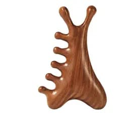 Escova de Massagem de Sândalo 4 em 1 para Terapia do Couro Cabeludo, Drenagem Linfática, Lifting Facial e Ocular, Circul