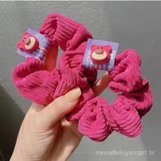 Elástico de Cabelo Ursinho Morango de Alta Elasticidade Estilo Japonês Coreano 2023 Novo para Acessórios de Cabelo Femin