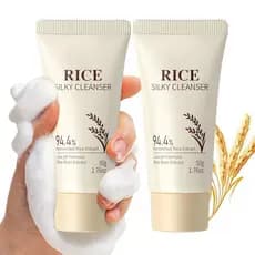 Limpador facial de arroz, água de arroz para limpeza, limpador hidratante para homens e mulheres, sem sensação de repuxa
