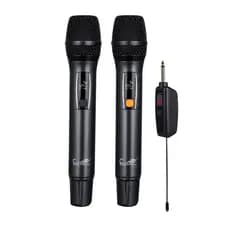 Kit 02 Microfones Sem Fio P10 Wireless Karaokê Profissional Eletromex EL-5021