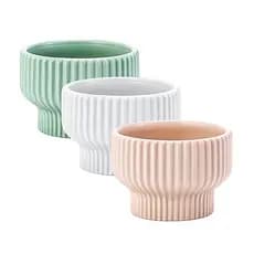 VASO DECORATIVO DE CERAMICA CORES BRANCO/VERDE/MARROM-15X10CM