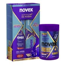 Kit Novex Reposição de Massa Shampoo 300ml + Recarga 80g + Creme de Tratamento 400g Reconstrução Força Brilho