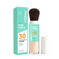 Protetor Solar Mineral em Pó SPF 50, Proteção de Amplo Espectro UVA/UVB, Aplicador com Pincel Sem Sujeira, Resistente à