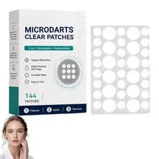 Patches Hidrocoloides 2 em 1 com Microdardos, Patches Transparentes com Microdardos, 144 Unidades, Cobertura Invisível p