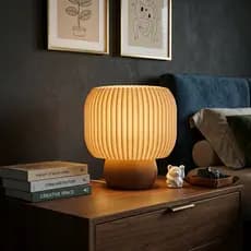 Abajur - Luminária de Mesa Canelada LED: Luz Aconchegante Minimalista Premium! Decoração Tendência.