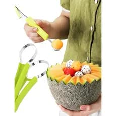 Cortador e Decorador De Fruta Inox Boleador De Frutas e Legumes Esculpir Decorar  Fatiador Alimentos Cozinha Salada