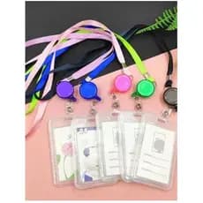 Porta Crachá Suporte p/Cartão de Identificação Profissional c/ Cordão Retrátil 1/2/3/4/5/6 Und Crachá de Identificação