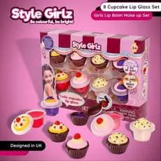 Kit Gloss 8 Cupcakes Estilo Girls Infantil Kids Hidratante Labial, Batom, 8 Brilhos Labial, Gloss com Formato de Cupcake