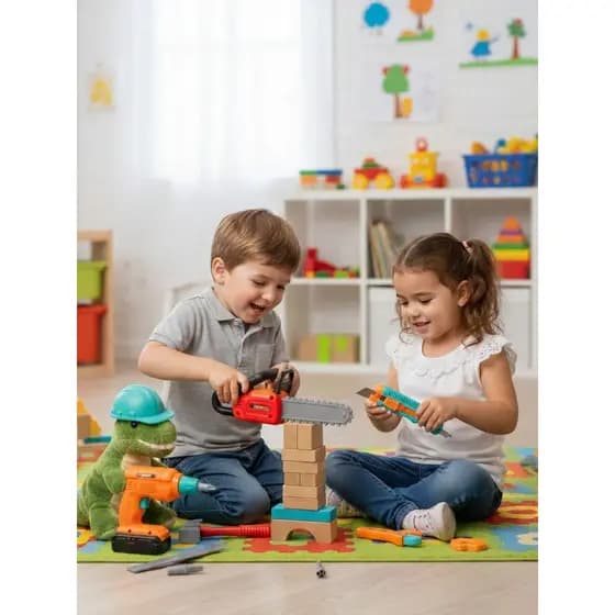Kit Ferramentas Infantil 10 Peças, Brinquedo Educativo c/ Furadeira, Serra e Acessórios, Brinquedo Infantil, Construtor